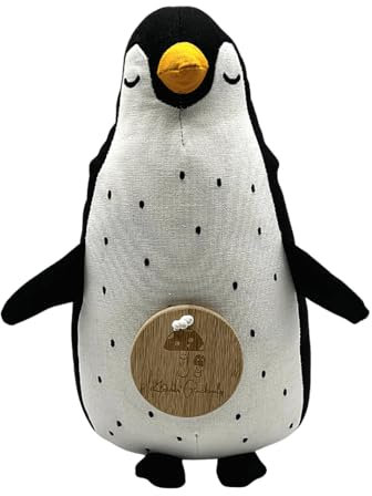 Premium Spieluhr - Pepe der Pinguin mit  Fly me to the moon Melodie - ideale Einschlafhilfe für Babys - nachhaltige Babyspieluhr aus Baumwolle - geniales Geschenk zur Geburt, Taufe oder Babyparty