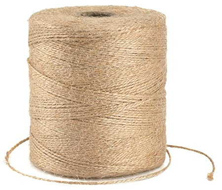jijAcraft 500M Natural Jute Twine, 2Ply Garden String Twine, 1.5MM Brown Jute String for DIY Arts Crafts/Floristry/Bundling/Gardening