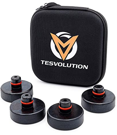 Tesvolution® Wagenheber Aufnahmen Tesla Model 3 Model Y/S/X 2022 + 2023 + 2024 + 2025 - Gummi Auflagen Pads als Adapter für Radwechsel/Reifenwechsel