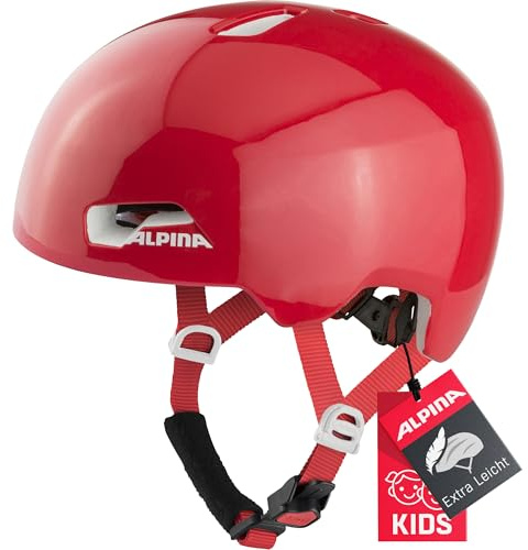 ALPINA Unisex - Barn, HACKNEY Cykelhjälm, red gloss, 51-56 cm