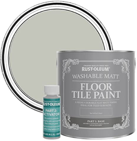 Rust-Oleum Grey Washable Matt Floor Tile Paint - Tyne Fog 2.5L