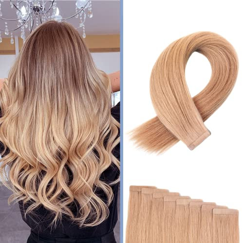 BEXI Tape In Extensions - Echthaar I Hair Extensions I Honigblond I Remi Qualität I (8x Strips) 30cm I geprüft im deutschen Labor