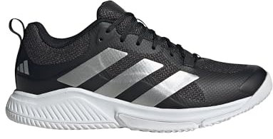adidas Women's Court Team Bounce 2.0 Sneaker, Black/Silver Metallic/White, 10.5 UK