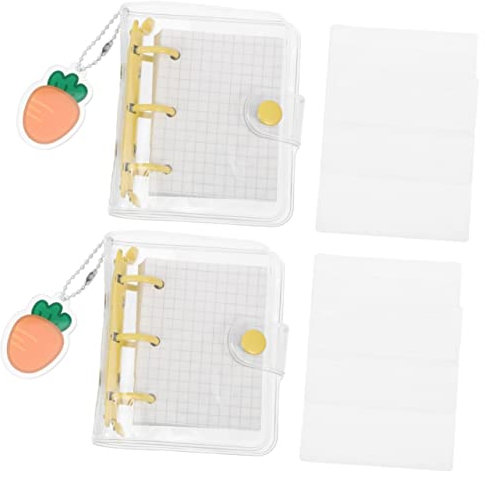 Operitacx DIY 2 Sätze Mini-notizbuch Transparentes Bindemittel Mini-sammelalbum Klarsichtordner Mit 3 Ringen taschen Notizbuch Mit Losen Blättern Taschenordner Pvc Lieferungen Knopf