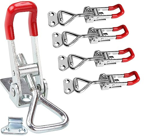 4 pcs Abrazadera de Palanca de Metal,Ajustable Cierre de Pestillo Bloqueo de Palanca de Alta Resistencia Cierres para Puertas de Remolque Cajas de Herramientas,para Gabinete, Baúl,Ventanas 180KG