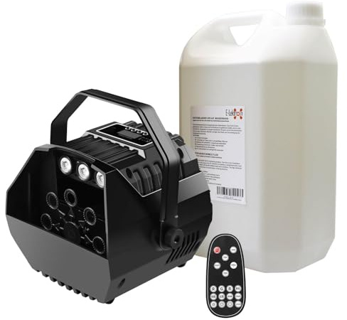 E-Lektron B102 Seifenblasenmaschine RGB LED-Beleuchtung und Fernbedienung für Party, Disco, Kinder-Party, Hochzeiten, Familientreffen, usw. (B102 inkl. 5L Flüssigkeit)