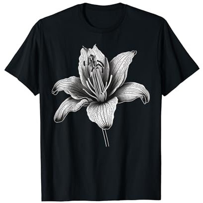 Amoureux de lys sur fleur de lys noir et blanc T-Shirt