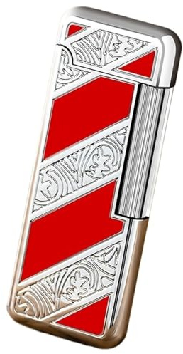 Mini accendino sottile, accendino a fiamma morbida, accendino a gas ricaricabile butano, accendino in metallo, accendino ad accensione verticale con puleggia laterale, regalo da collezione (no gas) (