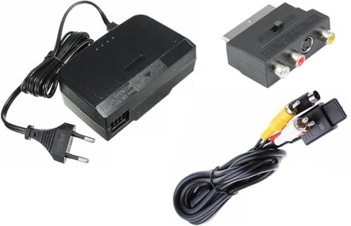 Link-e : Chargeur Secteur pour Alimentation, Câble Audio Video S-Video et Adaptateur Peritel Compatible avec la Console Nintendo 64 - N64