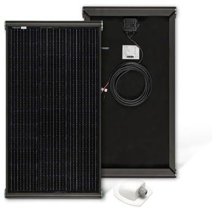 MOSCATELLI Placa Solar 100W Black Boost Monocristalino PERC kit solar completo para Camper con Perfil Integrado de Aluminio Negro para Montaje en el Techo - SIN REGULADOR