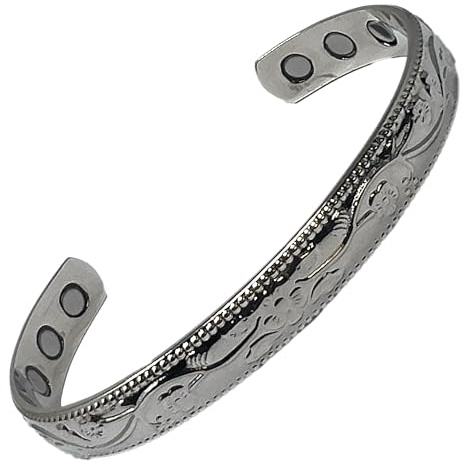 MnB Magnetics Kupfer-Magnetarmband mit dekorativem Silber-Finish – Hochleistungsmagnete
