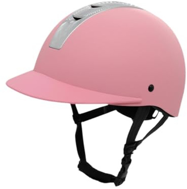 perfk Reithelm, Pferdeausrüstung, Fahrradhelm mit Belüftungslöchern, leichte, einfache Reitkappe, bequemer Reithut, M Rosa Silber