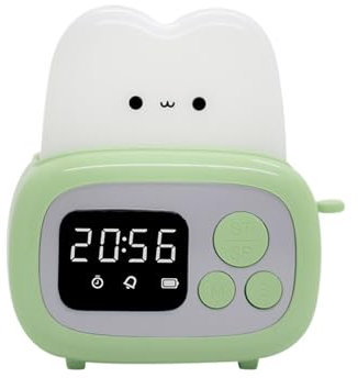 WANGHAI-666 Alarm Clock Cute Bread Maker Alarm Clock Sleeping Timing USB Rechargeable Lamp Bedside Table Desk Alarm Clock Birthday Holiday Clocks for Bedside(Green)