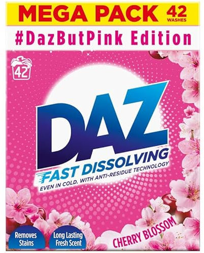 Daz But Pink 42 Wash Cherry Blossom Scented Whites & Colours Laundry Powder Fast Dissolving Detergent Washing Powder