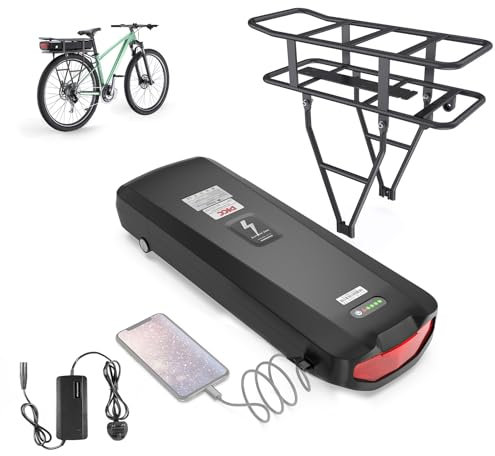 Varstrom 48V 17.5Ah Rear Rack Battery with Charger & USB Port, Lithium 48V Pannier rack Ebike Battery for 250W 500W 750W 1000W 1500W Bafang Ebike Conversion Kit