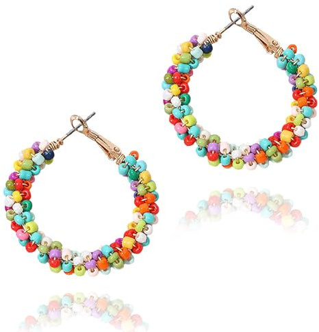 Böhmische Bunte Perlen-Creolen für Karneval und Festival - Karnevals-Schmuck für Mädchen und Frauen