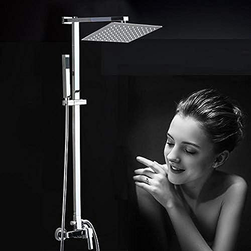 Shower Head Kits de Ducha, Montaje en Pared con Acabado Cromado, Juego de Ducha de Lluvia Grande de 8 , Grifo Mezclador, Ducha de baño con Ajuste de Altura, Juego de Ducha de Mano Shower Faucet
