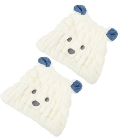 FRCOLOR 2 Stück-pack Haartrockenhauben für Mädchen Korallenfleece Saugfähig Süßes Cartoon Design Leicht für Reisen