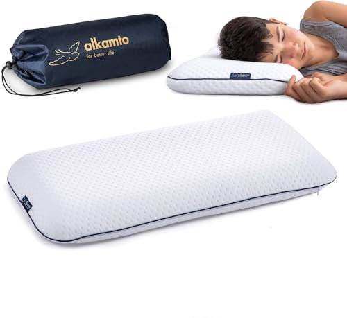 alkamto Ergonomisches Kinderkopfkissen |66x33| Öko-Tex |Memory Foam Flaches Kinderkissen | für Kinder und Kleinkinder ab 2 Jahre (60 x 33 x 6 cm) (60 x 33 x 6 cm)