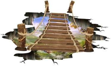 DOITOOL Adesivo Pavimento Ponte Sospeso in Pvc Decorazione Muro Liscia Per Soggiorno e Camera Da Letto Stickers Murali Rimovibili Senza Residui Vinile Autoadesivo Per Pareti e Pavimenti