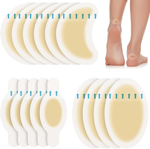 Poeland 15 Stück Blasenpflaster, Wasserdicht Gel Pflaster, Blister Pads Gel Pflaster für Zehen und Finger Vorfuß Ferse