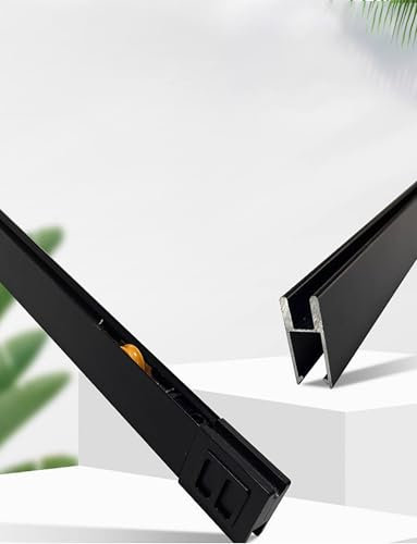 5mm Frameless Display Cabinet Glass Sliding Door Track Double Track Slide Three-piece Set Glass Sliding Door (Black 1 Meter)