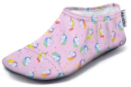 Slipfree Non-Slip Shoes for Girls and Boys. Light, Soft and Comfortable, Unisex Kids Beach Water Shoes with Protective Sole, Ideal for Holiday, Sports and Home. Sofie, Age 7-8 Years