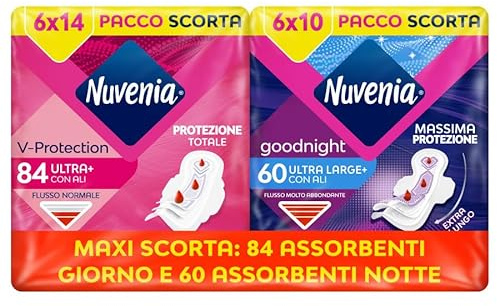 Nuvenia Formato Maxi Scorta, 84assorbente ultra giorno e 60assorbente ultra notte, totale 144