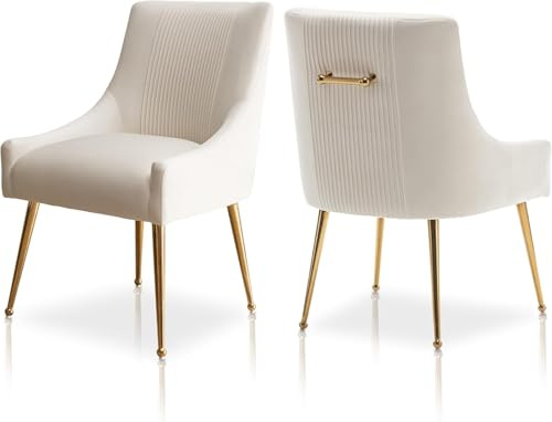 SEYNAR Moderne Esszimmerstühle, Samt gepolsterte Stühle mit goldenen Beinen, getufteter Akzentstuhl 2er Set für Empfangsraum Wohnzimmer Arbeitszimmer（beige）
