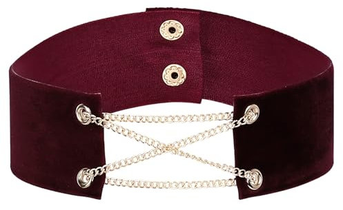Daesar Choker Kette Damen Mädchen, Tattoo Halskette Choker Rot Breit 3.8MM mit Druckknopfverschluss Kropfbänder in Bijouterie