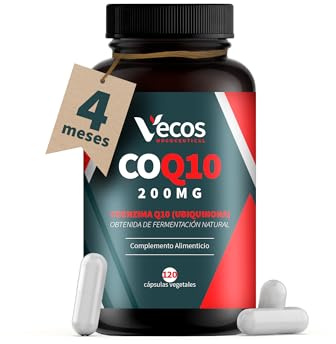 Coenzima Q10 200mg Vegana – Ubiquinona Fermentada Natural de Alta Absorción – 120 Cápsulas – Energía Celular, Sistema Inmune, Antioxidante Antiedad