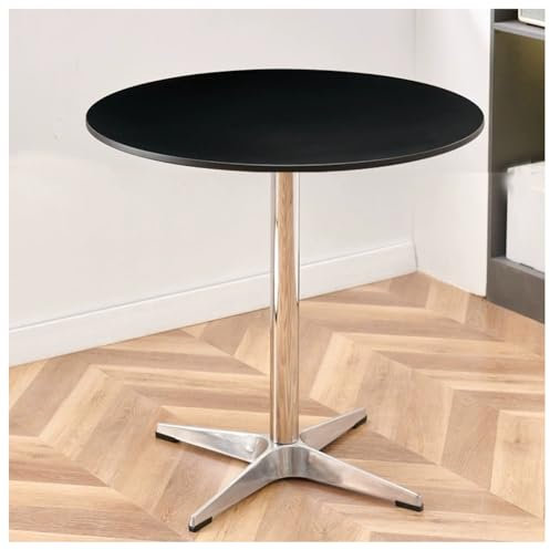 JHAISMAO Runden Massives Holz Esstisch Essmöbel Modern Kleiner Büro -Tisch Konferenztisch Mit Metall Gekreuzter Basis, Für Büro Sitzungssaal Küche Wohnzimmer Für 4-6(Size:60x60x75cm,Color:schwarz)