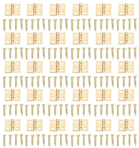 Operitacx Charnières Dorées 4 Trous Pour Boîtes À Bijoux Et Meubles Ensemble De 50 Charnières Avec 200 Clous Matériel De Quincaillerie Pour Tiroirs Coffrets Et Décoration Maison