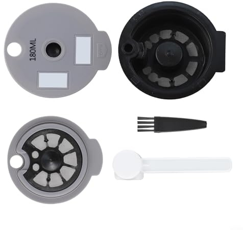 Capsule de café réutilisable pour Bosch pour Tassimo Capacité d'infusion 12 g et accessoires y compris cuillère, brosse 60 ml et couvercles 180 ml