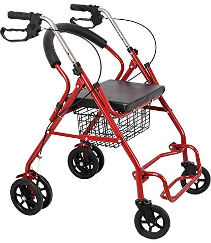 QHLMLL Andadores para Personas Mayores Andadores estándar con Asiento y Frenos y 4 Ruedas Andador Ligero y Plegable para Personas Mayores con Ruedas para Adultos y Personas discapacitadas