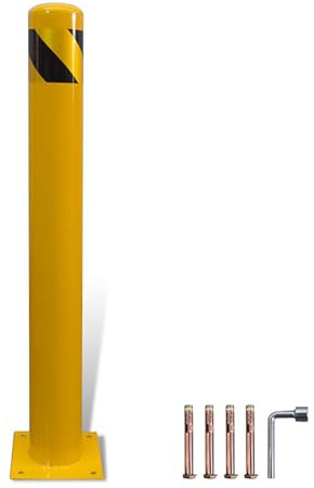 Paletti di sicurezza per delimitare il traffico, verniciati a polvere gialla con bulloni di ancoraggio, pali in acciaio per costruzioni (121 * 20 cm/48 * 8 pollici) (121 * 20 cm/48 * 8 pollici)