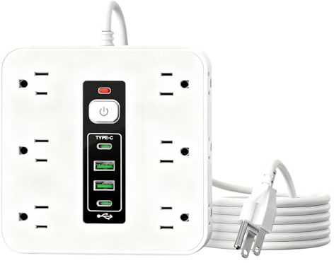 Regleta de Enchufes - Gestión De La Electricidad,Alargador De Enchufe Plano con 16 Enchufes,para Hogar Dormitorio Cocina Sala De Estar Pared Electrodomésticos Teléfono