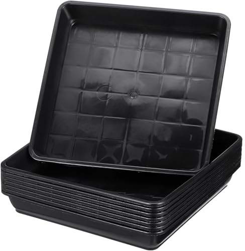 NUOBESTY 8 Piezas Bandejas Cuadradas para Macetas de Plástico Negro Resistentes y Duraderas para Plantas Bonsáis y Jardineras Pequeñas Reutilizables y Ligeras para Interiores y Exteriores