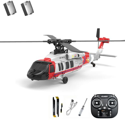 K200 UH-60 BlackHawkk RC-Hubschrauber mit 6-Achsen-Gyroskop und Ein-Tasten-Rückwärtsflug, 2,4-GHz-6-Kanal-Fernsteuerung mit Höhenhaltung und optischer Flusspositionierung für Erwachsene – RTF