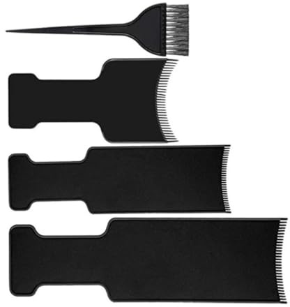 MAGICLULU Palette de Coloration Capillaire en Plastique Noire 4 Pièces Tableau de Mèches pour Teinture, Outils Professionnels pour Application D’huile Capillaire, Kit Accessoire Coiffure