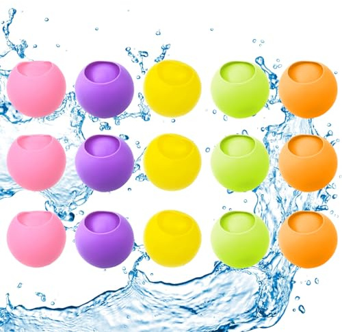 Wiederverwendbare Wasserbomben, RoseFlower Wiederverwendbare Wasserballons 15pcs, Wasserspielzeug für Sommerliche Outdoor-Aktivitäten, Wasserbälle für Kinder, Garten, partys, Strand, Wasserspiele