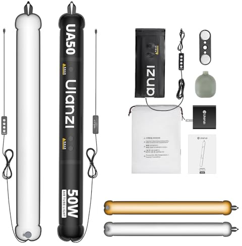 Ulanzi UA50 50W Inflatable LED Air Pillar Light 2700K-6500K Bi-Color Video Light Tube with N52 Magnets CRI 95+ Portable Soft Light for Cosplay Livestream & Studio Type-C PD 65W Input 850mm
