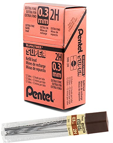 Pentel Mine, 0,3 mm, 2H, 12 Röhrchen, 12 Stück)