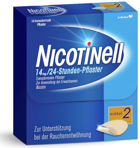 Nicotinell pflaster 14 mg / 24-Stunden- Nikotinpflaster, 14 St. Pflasterstärke Mittel. Raucherentwöhnung. Mit der Steady-Flow Technologie hilft. Nikotinpflaster. Rauchen aufhören. Nikotin aufhören