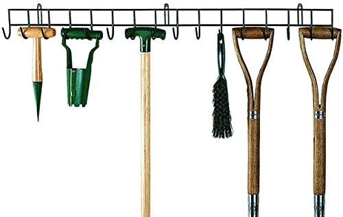 Burwells Bergman Extra-Long Tool Rack - Wall Mounted Garden Tool Holder- With 16 Hooks, Extra-Long Hanging Rack for your Shed or Garage, Wall Hanging Hook, Storage Metal Organiser (100cm long)