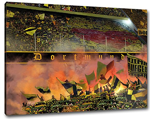 Ultras-Art Herz von Dortmund Format: 80x60, Bild auf Leinwand XL, fertig gerahmt