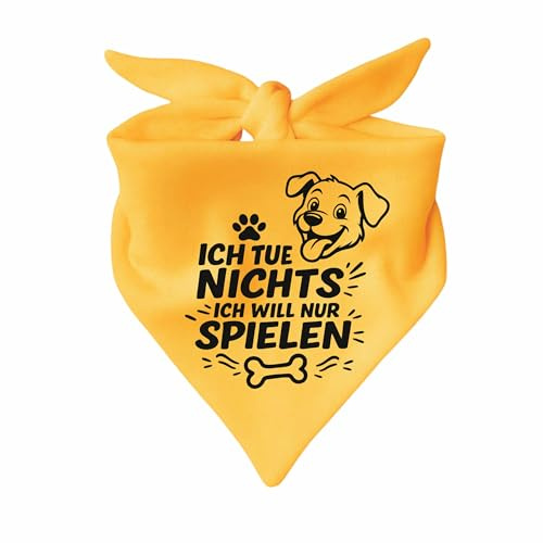 Hunde Dreiecks Halstuch (Fb: gelb) (Gr. 1 (55 cm)) Ich tue doch Nichts ich Will nur Spielen