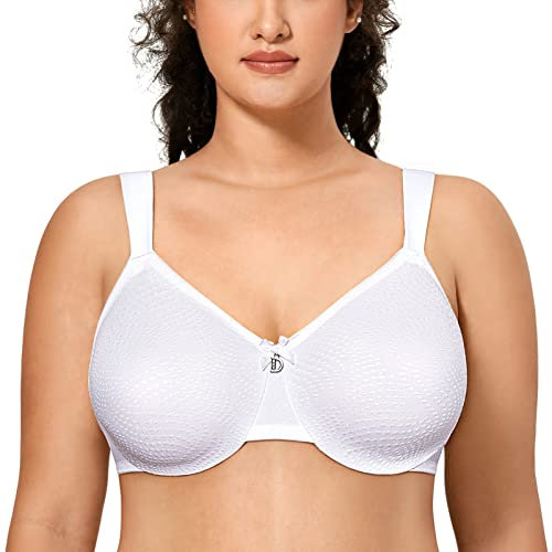 DELIMIRA Donna Reggiseno Minimizer con Ferretto Copertura Totale per Taglie Forti Bianco 6G