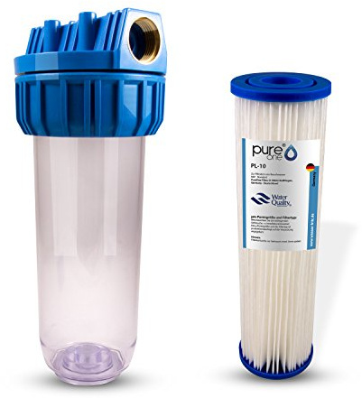 PureOne MS1 Membran-Set GROB 20µ. 1-Stufige Wasserfilteranlage Grob Sedimente Filtergehäuse u Membran-Filterkartusche auswaschbar. Regen u. Brunnenwasser, Vorfilter. 10 Zoll Anschlußfertig 1/2 Zoll