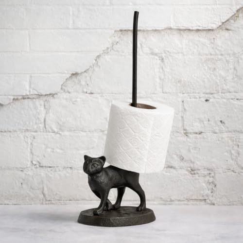 HomeZone Novelty Cat Toilet Roll Holder Animal Themed Toilet Paper Holder - Durable and Free Standing Long Neck with Holder Dispenser Bathroom or Kitchen Accessories for Indoor Loo Roll Holder Décor